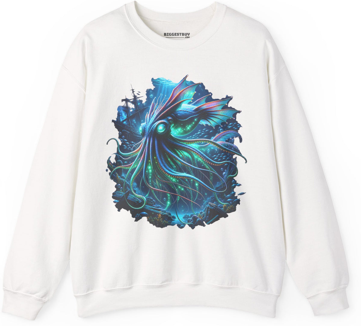 Squishy Octopus - Crewneck Sweatshirt in White, front view