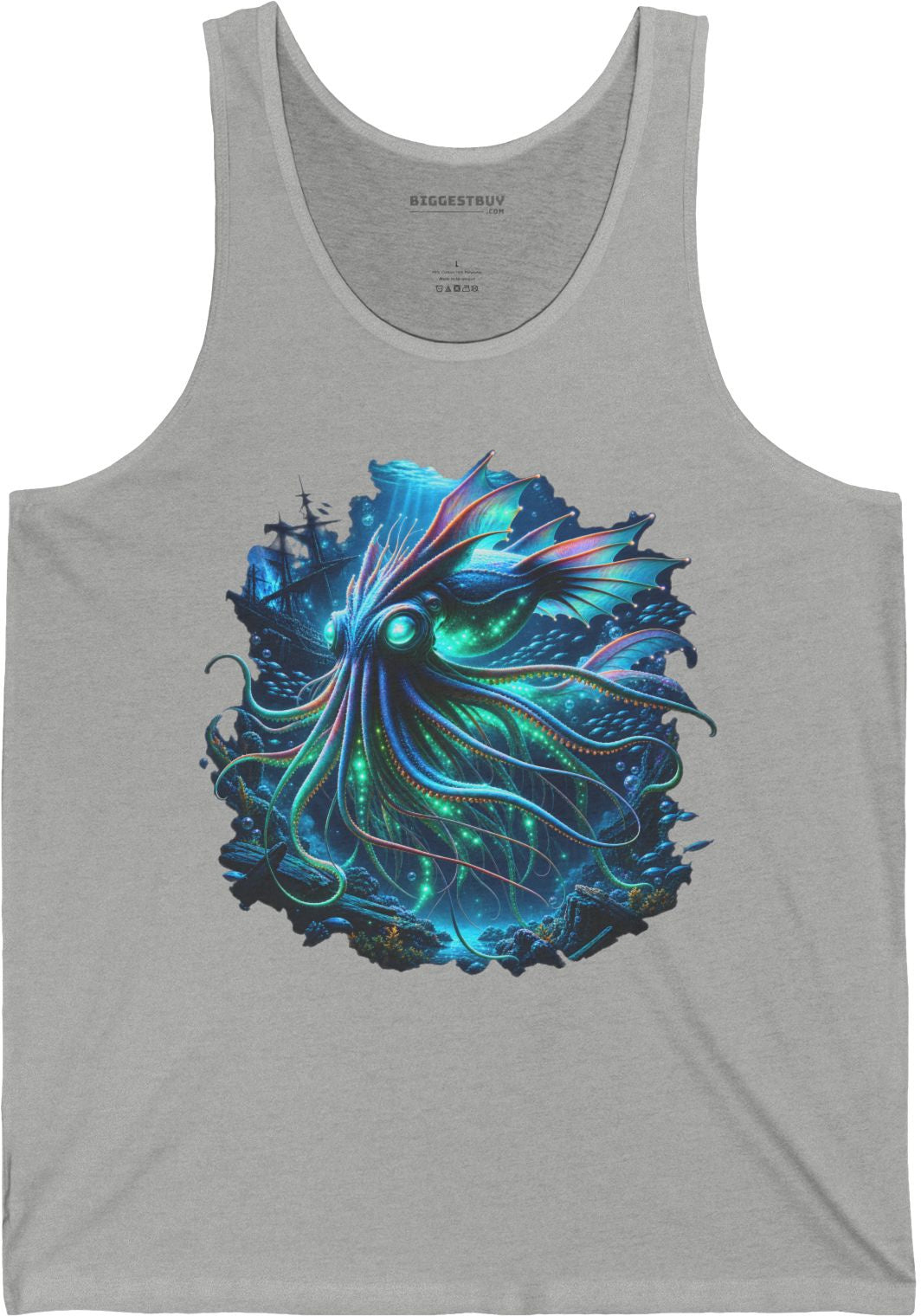 Squishy Octopus - Jersey Tank Top in Athletic Heather, front view