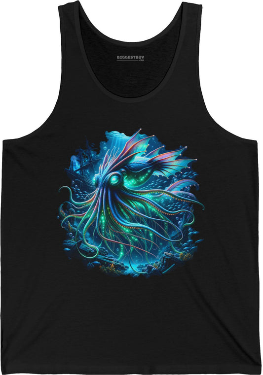 Squishy Octopus - Jersey Tank Top in Black, front view