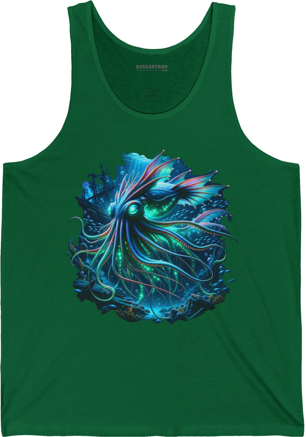 Squishy Octopus - Jersey Tank Top in Kelly, front view