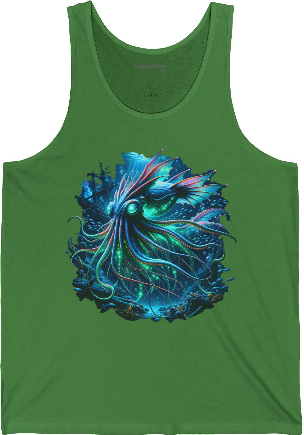 Squishy Octopus - Jersey Tank Top in Leaf, front view