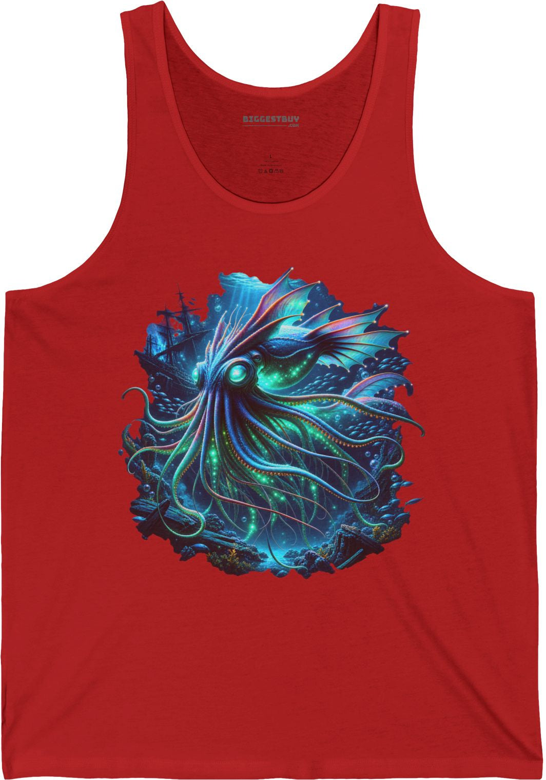 Squishy Octopus - Jersey Tank Top in Red, front view