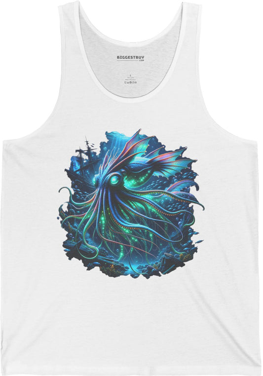 Squishy Octopus - Jersey Tank Top in White, front view