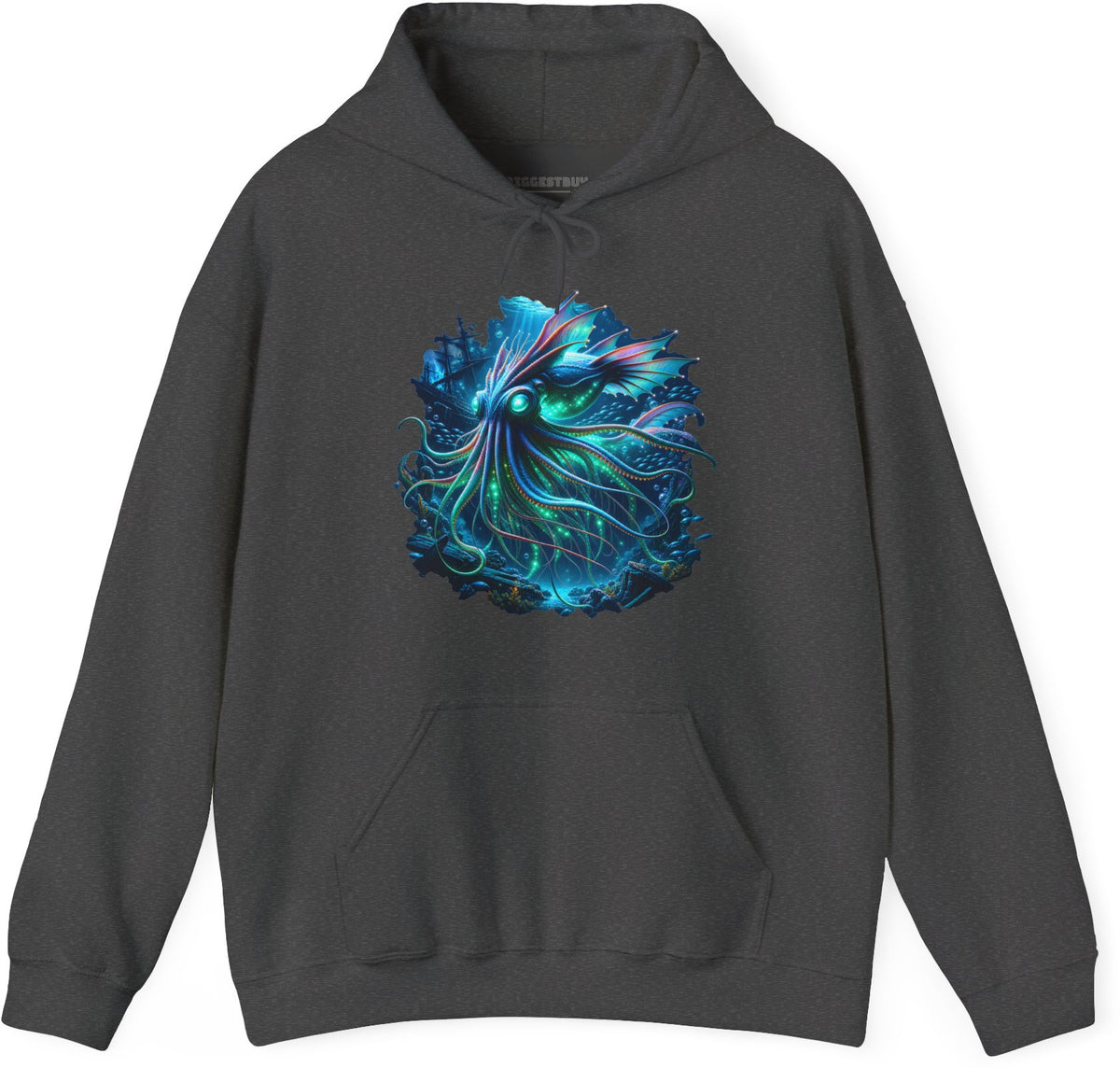 Squishy Octopus - Pullover Hoodie in Dark Heather, front view
