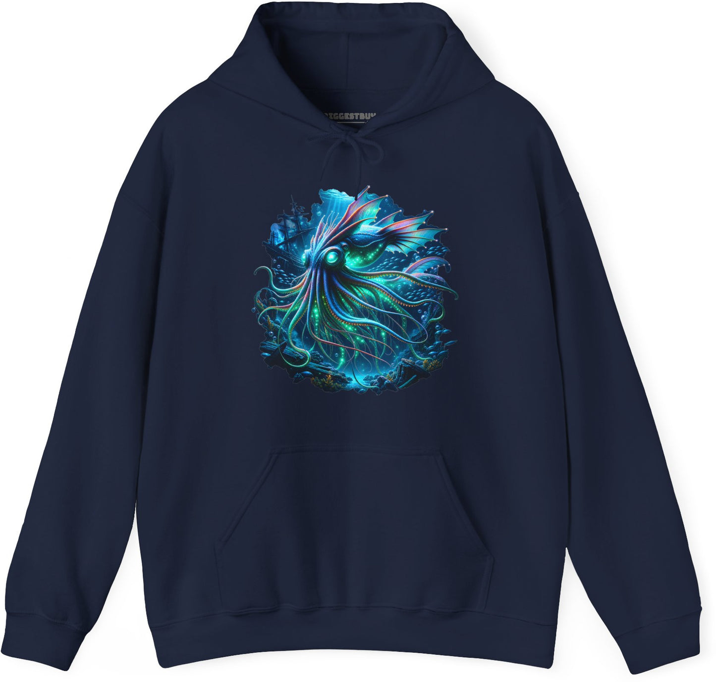 Squishy Octopus - Pullover Hoodie in Navy, front view