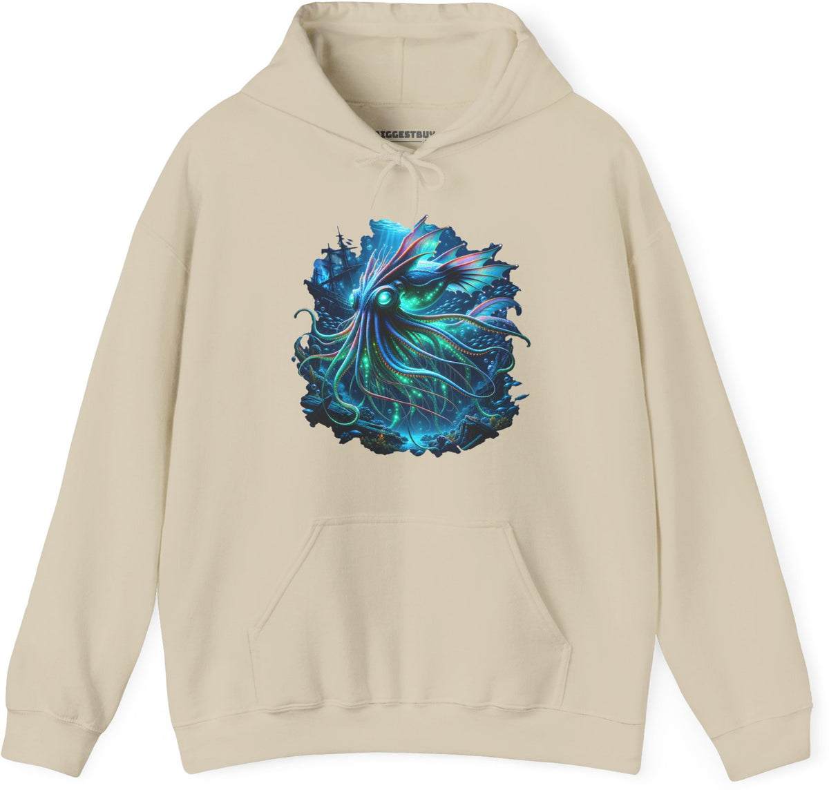 Squishy Octopus - Pullover Hoodie in Sand, front view