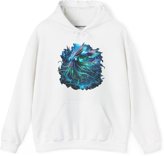 Squishy Octopus - Pullover Hoodie in White, front view