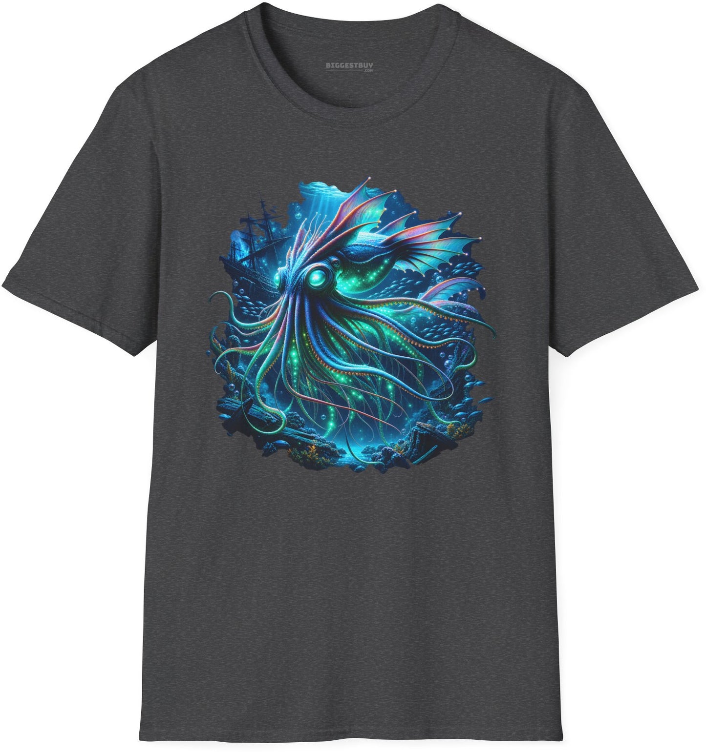 Squishy Octopus - Softstyle T-Shirt in Dark Heather, front view