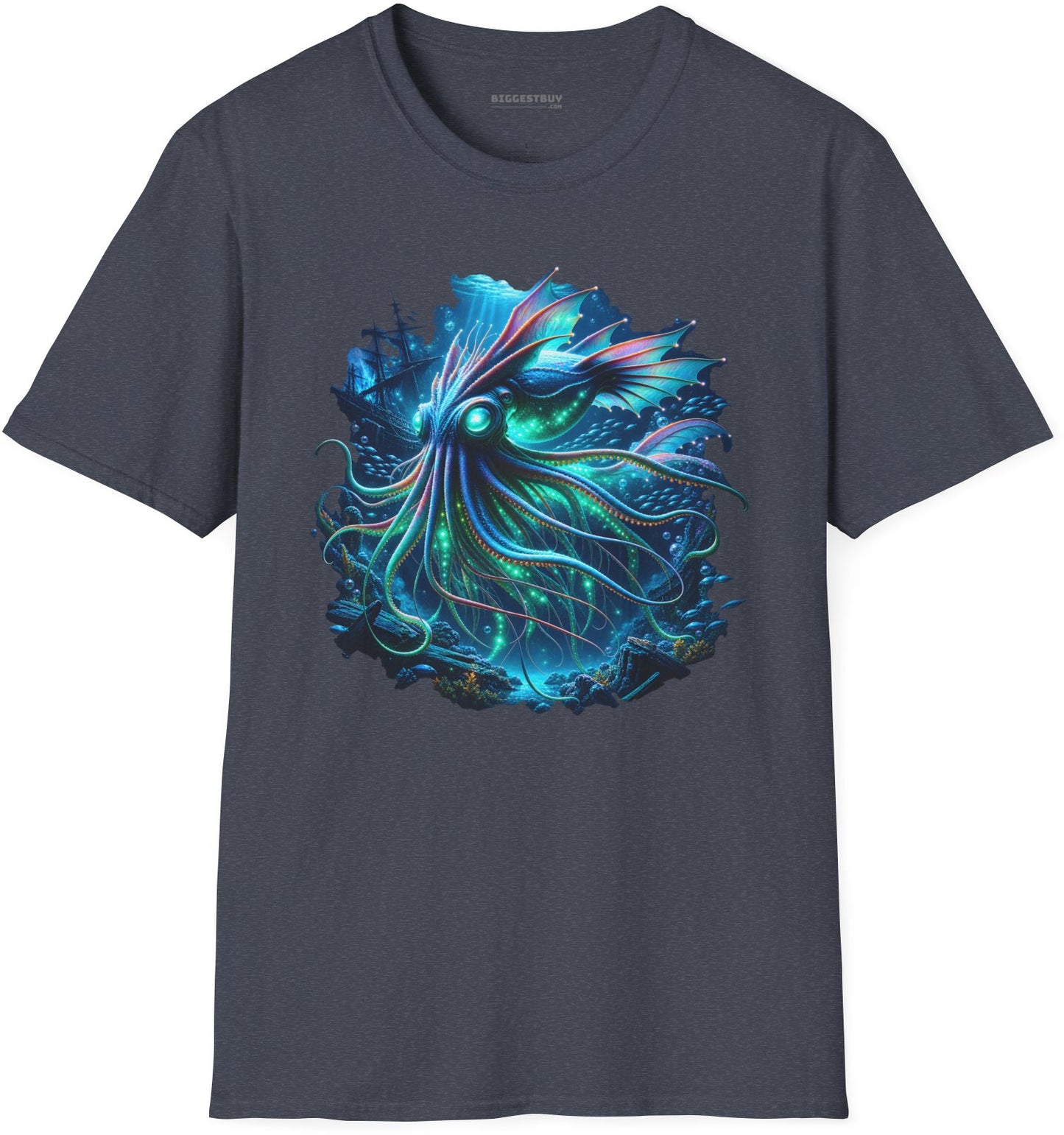 Squishy Octopus - Softstyle T-Shirt in Heather Navy, front view