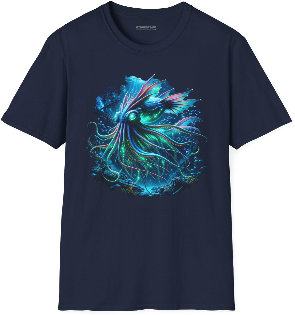 Squishy Octopus - Softstyle T-Shirt in Navy, front view