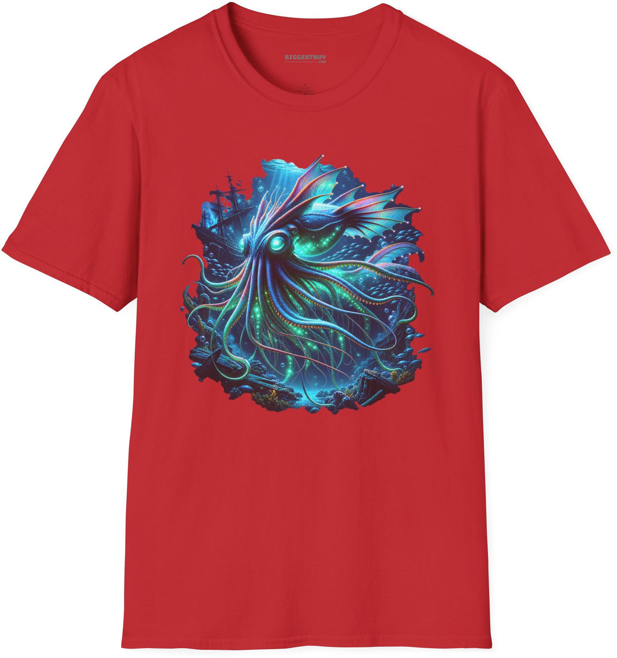 Squishy Octopus - Softstyle T-Shirt in Red, front view