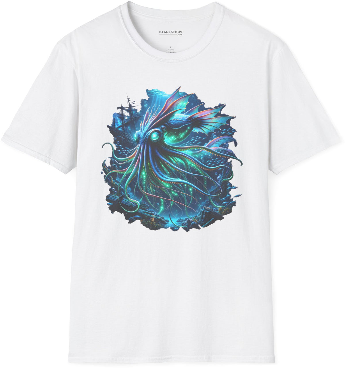 Squishy Octopus - Softstyle T-Shirt in White, front view