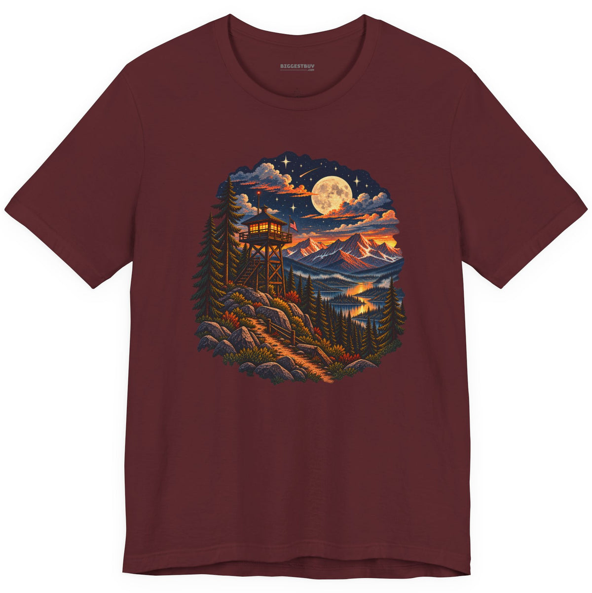 Star-Crossed Summit - Classic Jersey Tee in Maroon, front view