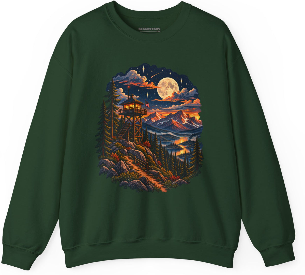 Star-Crossed Summit - Crewneck Sweatshirt in Forest Green, front view