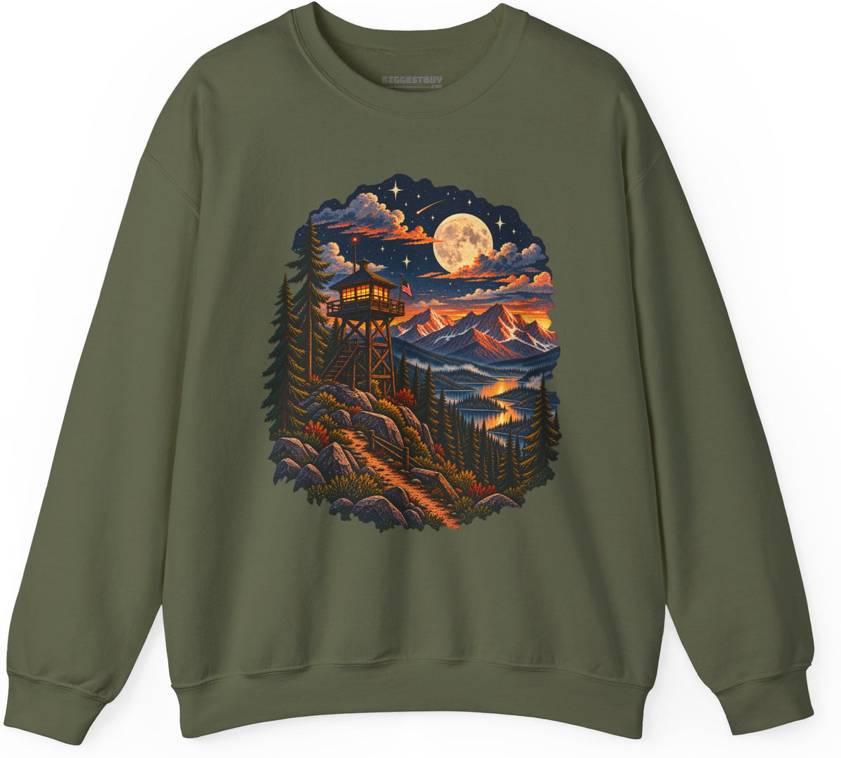 Star-Crossed Summit - Crewneck Sweatshirt in Military Green, front view