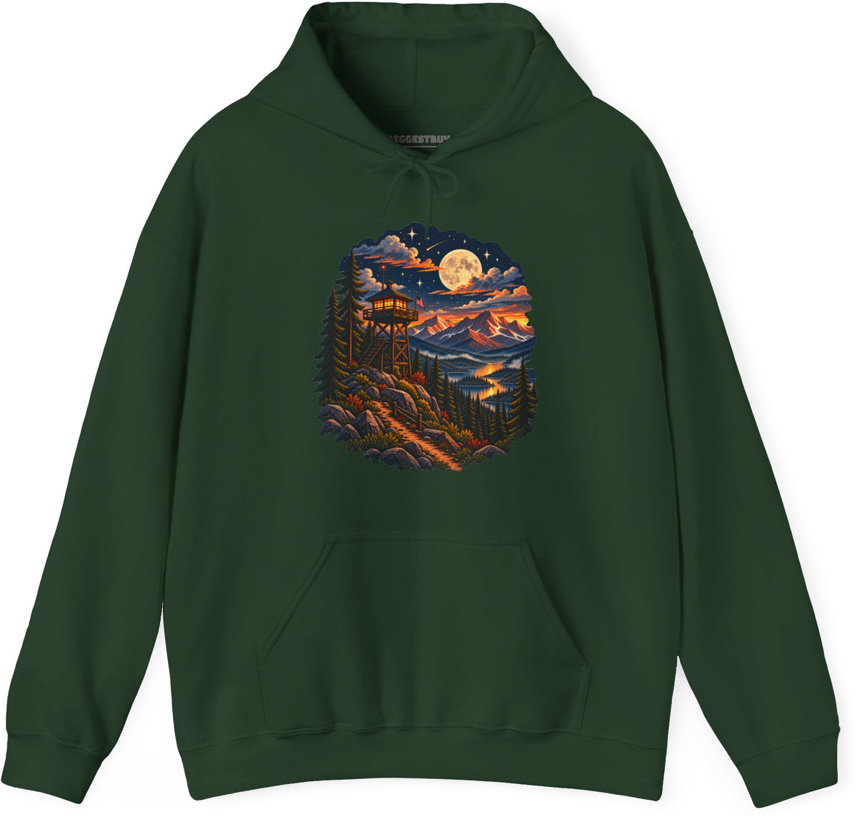 Star-Crossed Summit - Pullover Hoodie in Forest Green, front view