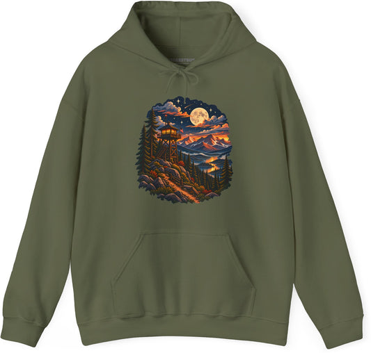 Star-Crossed Summit - Pullover Hoodie in Military Green, front view