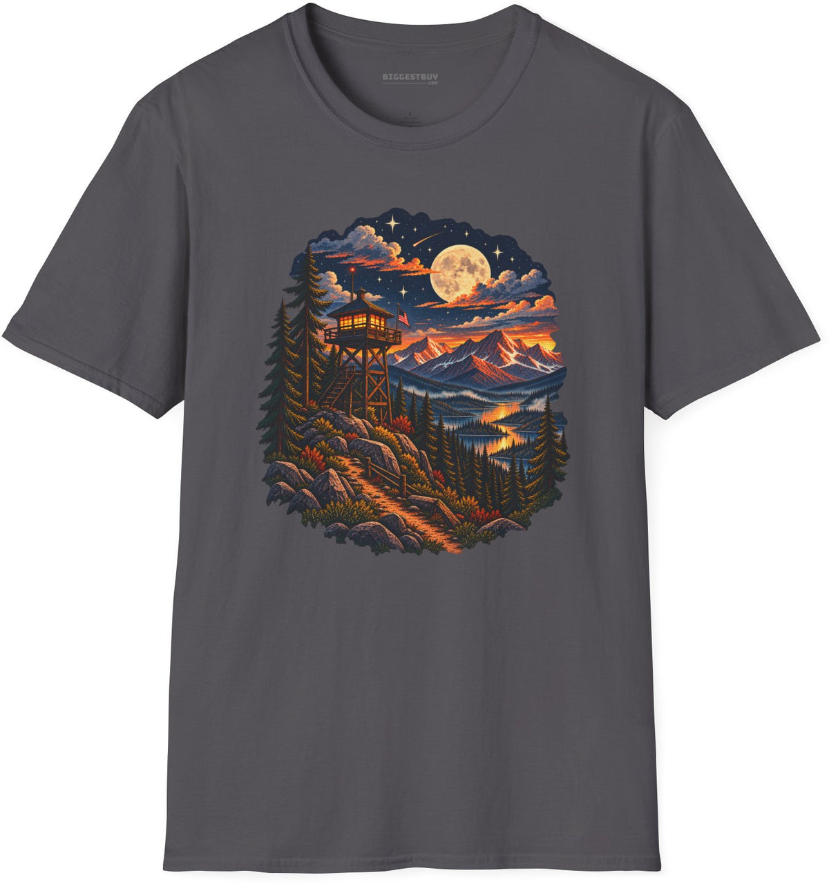 Star-Crossed Summit - Softstyle T-Shirt in Charcoal, front view