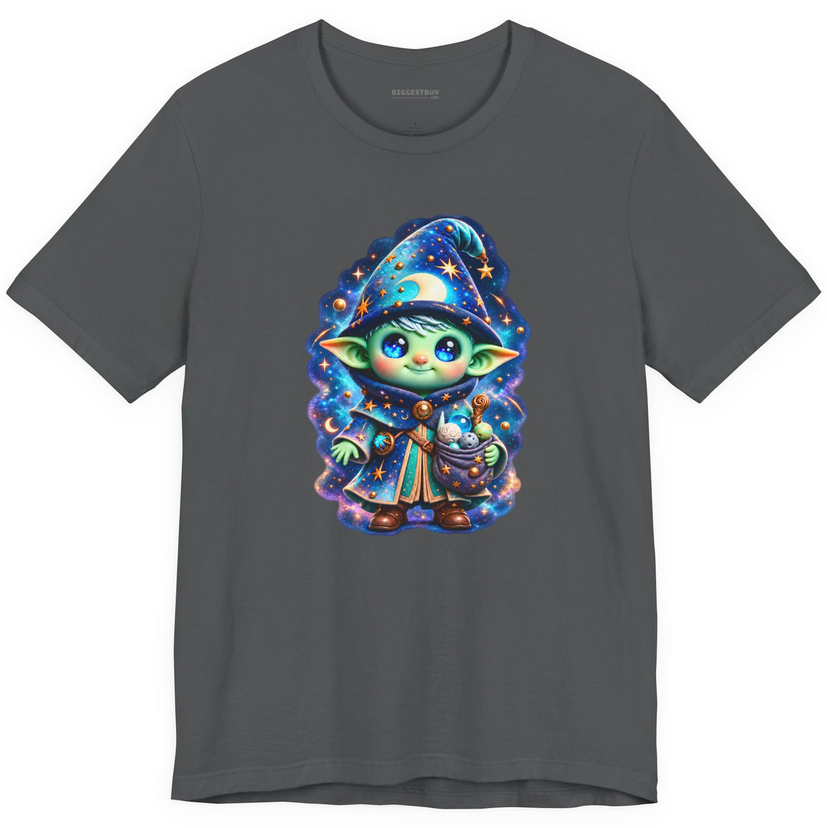 Starlit Sorcerer - Classic Jersey Tee in Asphalt, front view