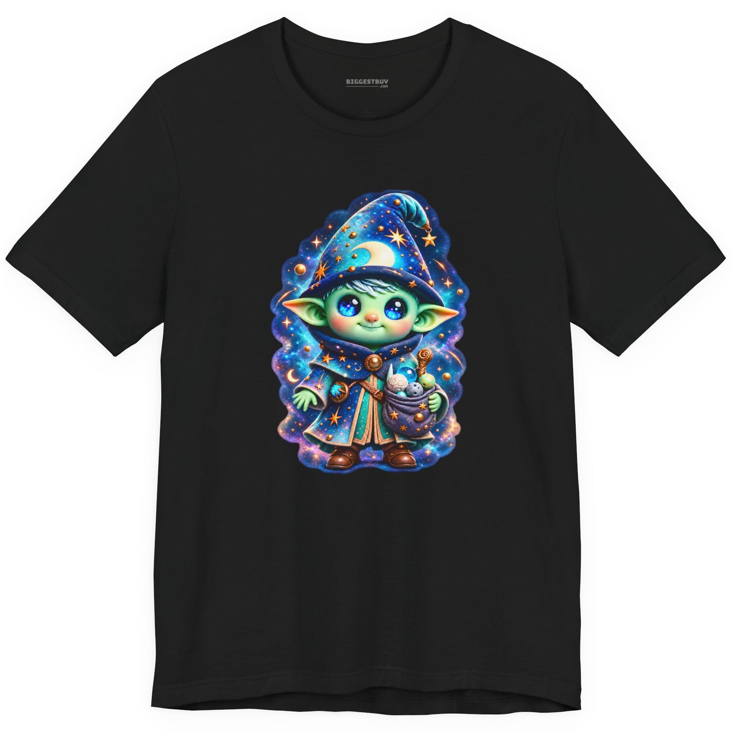 Starlit Sorcerer - Classic Jersey Tee in Black, front view