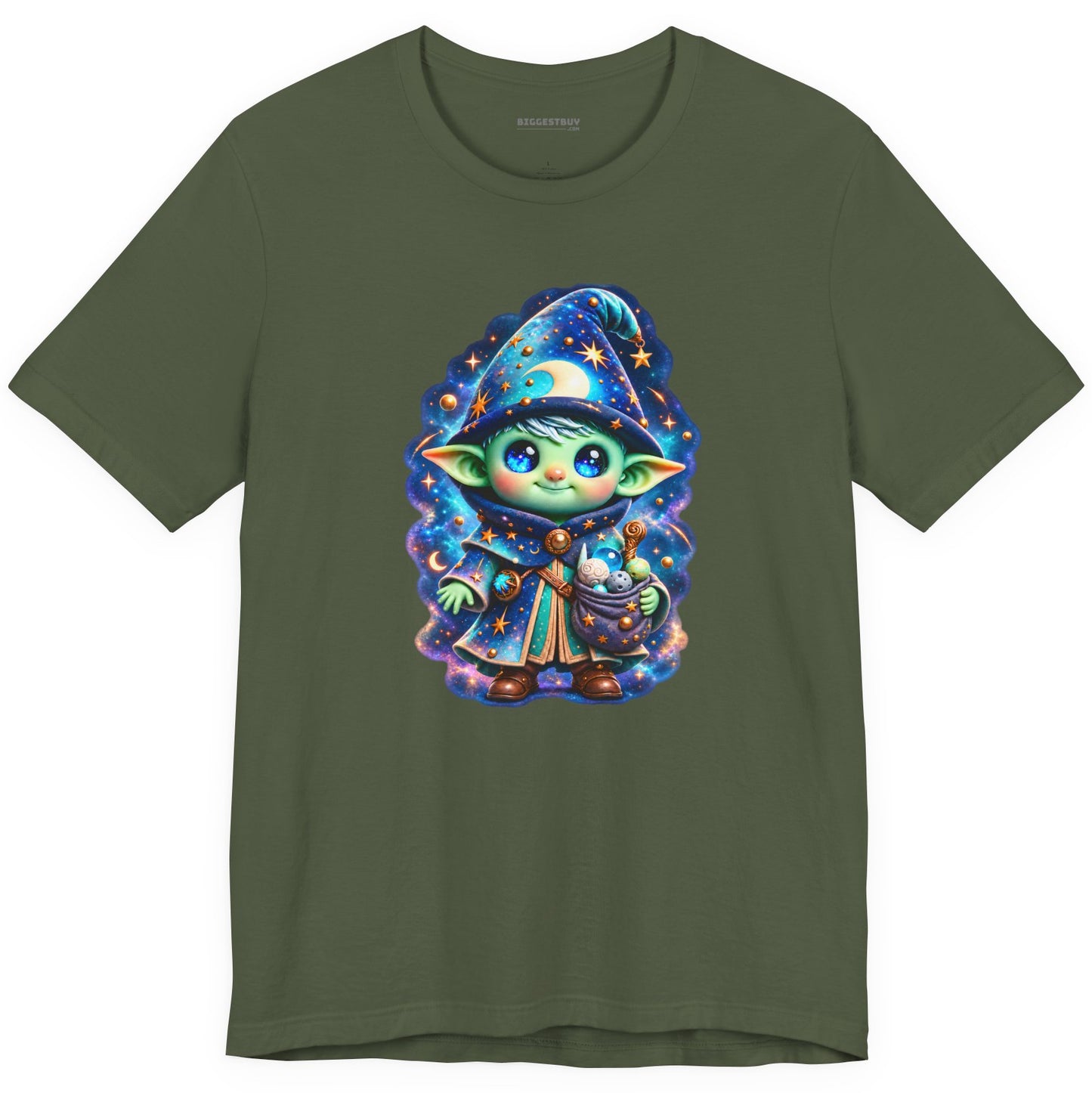Starlit Sorcerer - Classic Jersey Tee in Military Green, front view