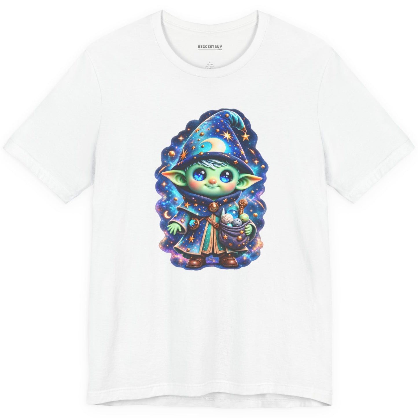 Starlit Sorcerer - Classic Jersey Tee in White, front view