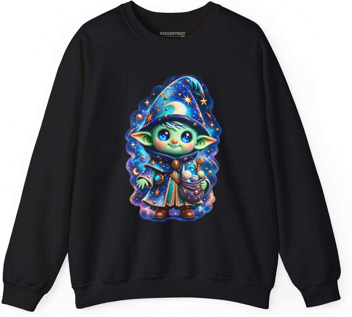 Starlit Sorcerer - Crewneck Sweatshirt in Black, front view