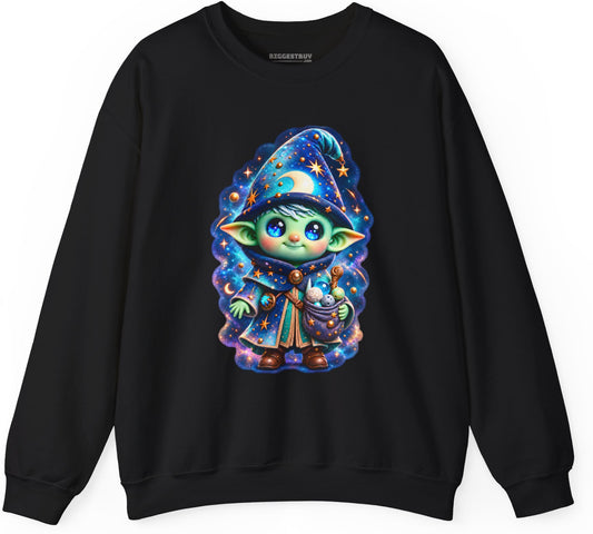 Starlit Sorcerer - Crewneck Sweatshirt in Black, front view