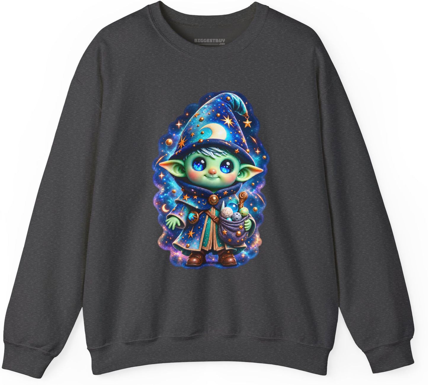 Starlit Sorcerer - Crewneck Sweatshirt in Dark Heather, front view