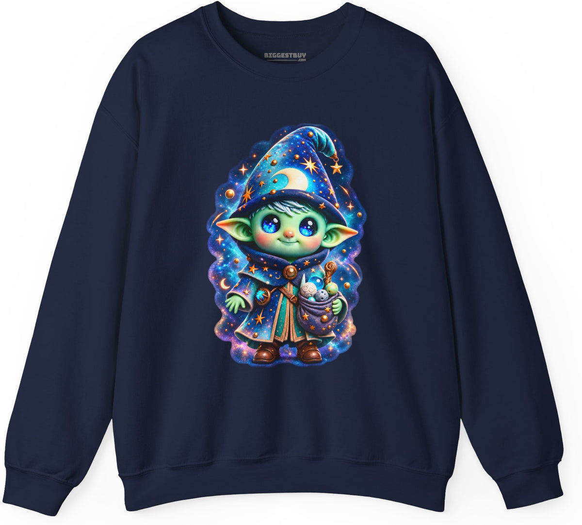 Starlit Sorcerer - Crewneck Sweatshirt in Navy, front view