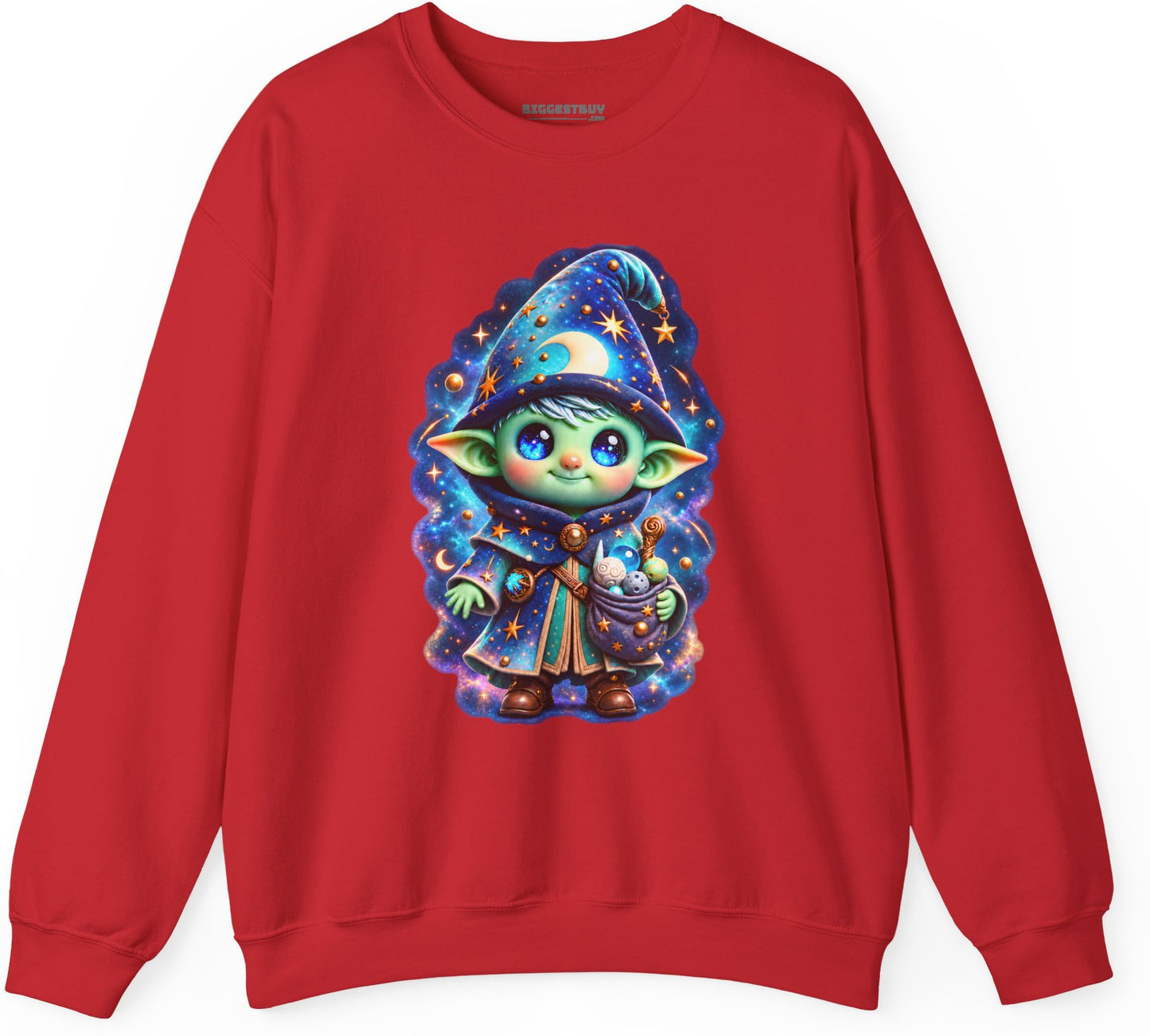Starlit Sorcerer - Crewneck Sweatshirt in Red, front view