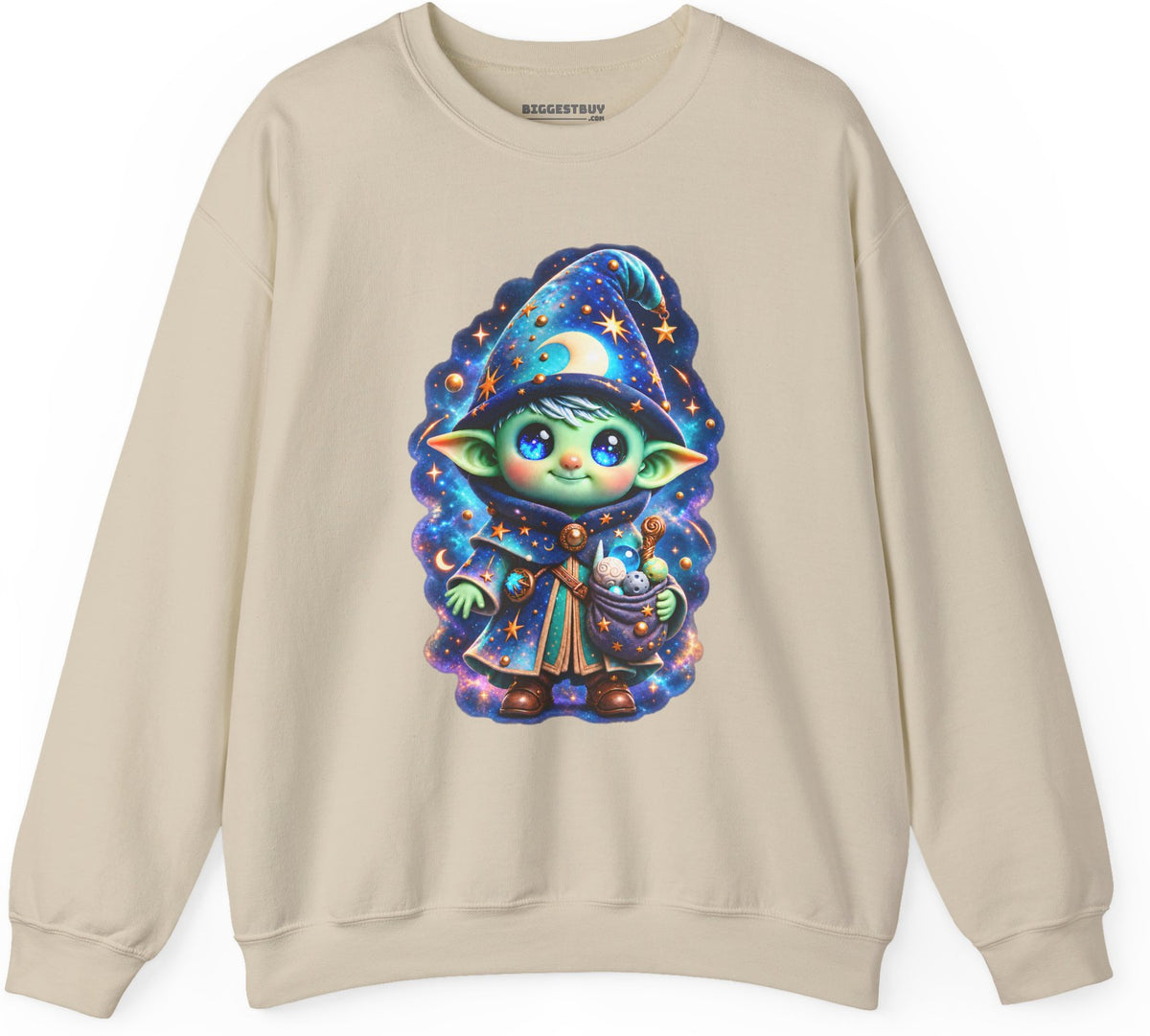 Starlit Sorcerer - Crewneck Sweatshirt in Sand, front view