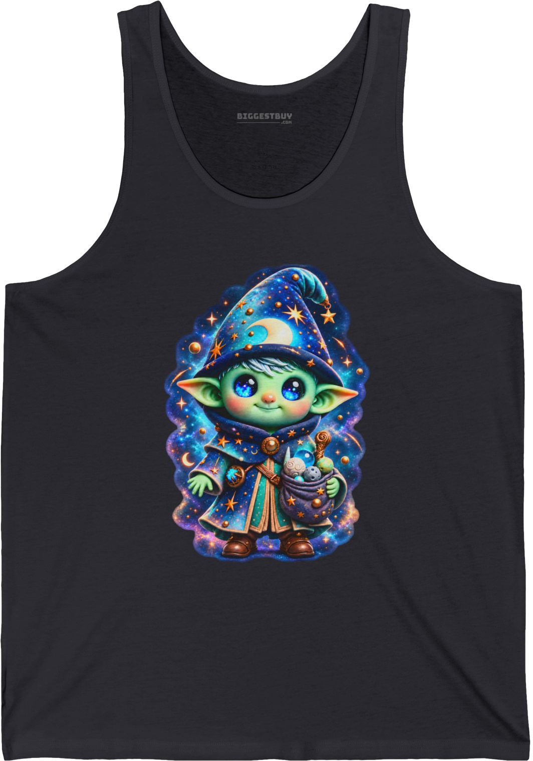 Starlit Sorcerer - Jersey Tank Top in Dark Grey, front view