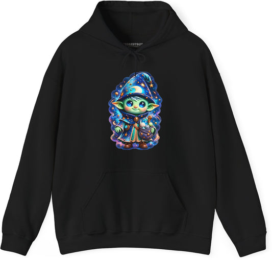 Starlit Sorcerer - Pullover Hoodie in Black, front view