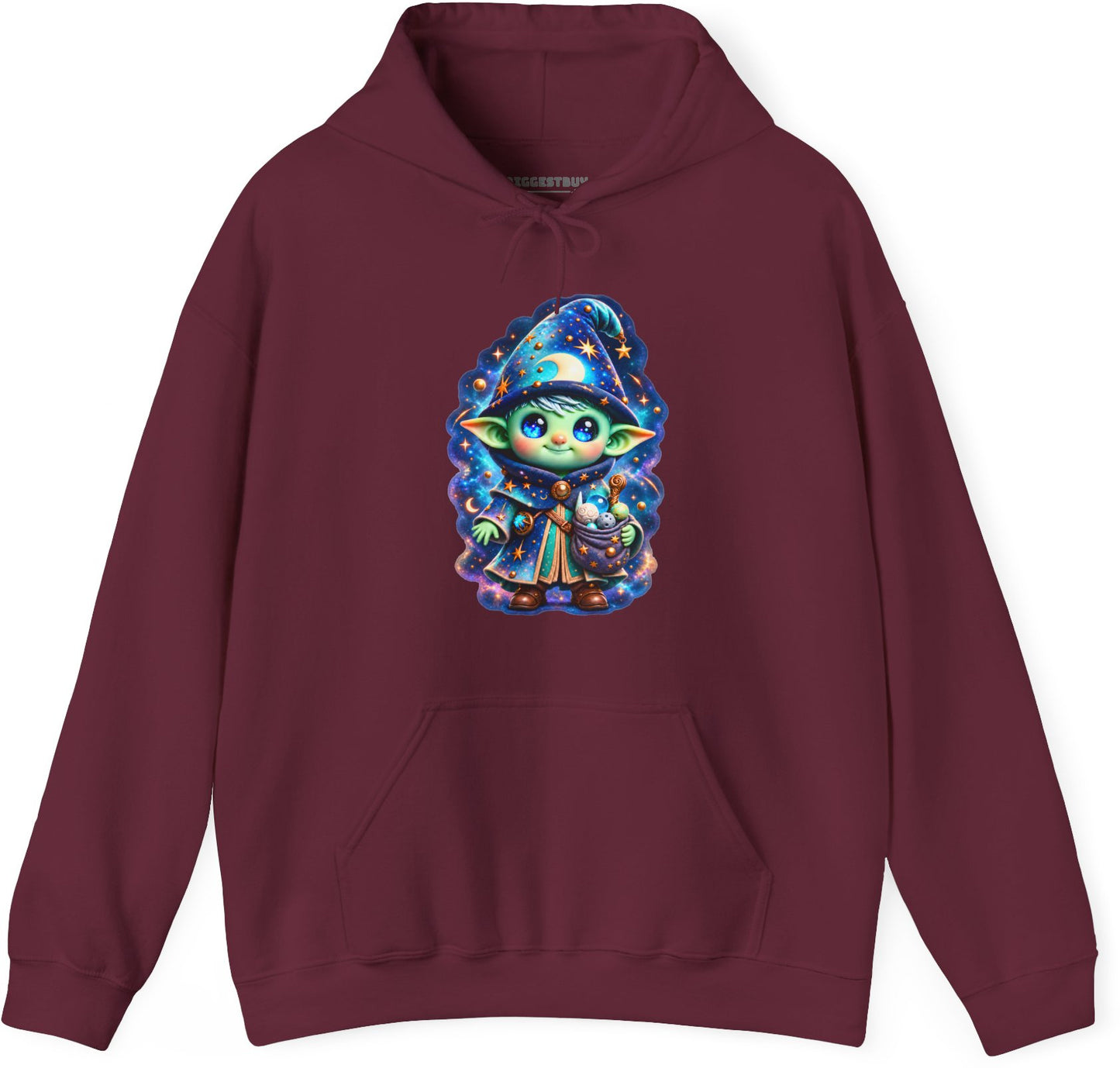 Starlit Sorcerer - Pullover Hoodie in Maroon, front view