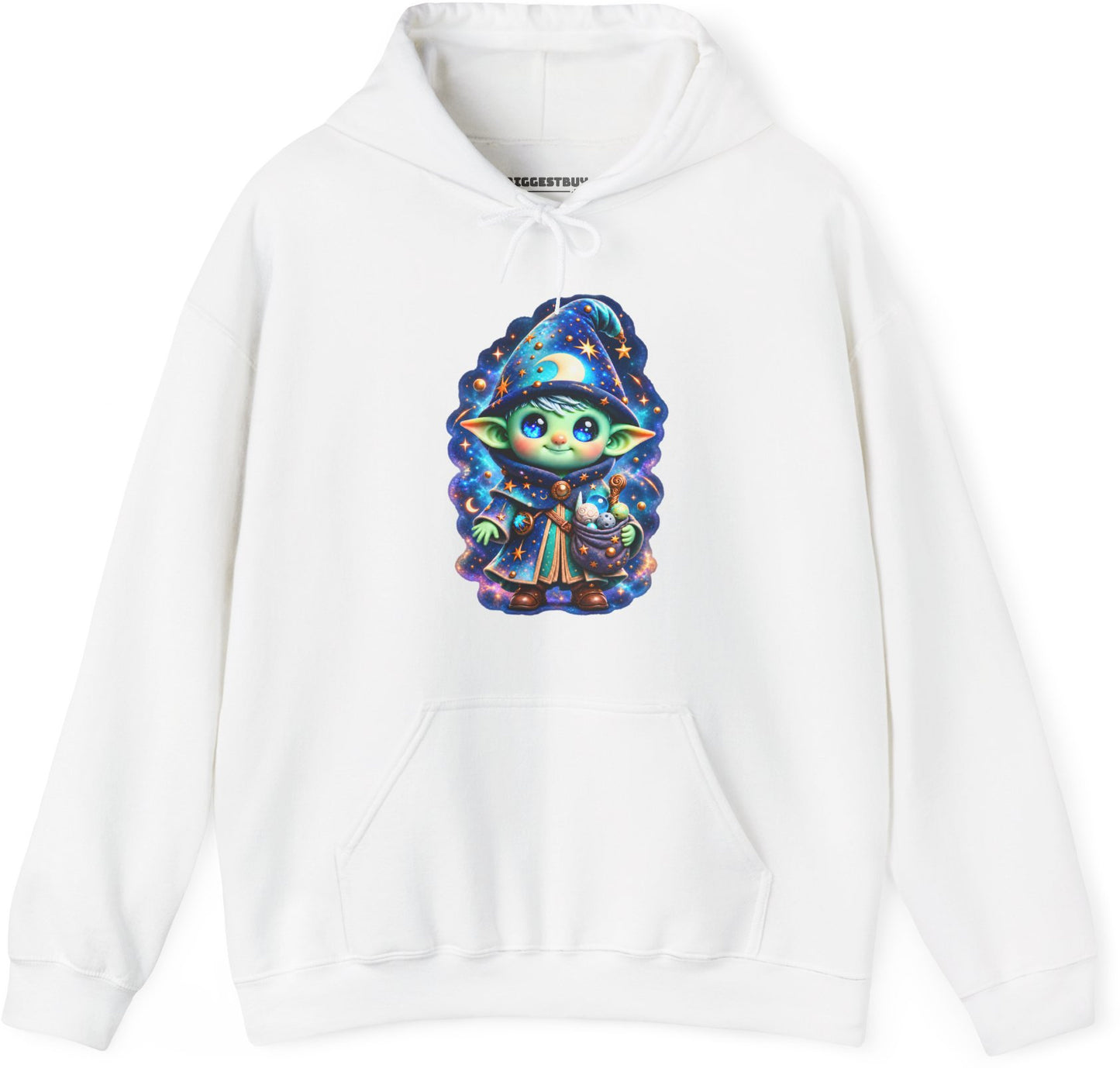 Starlit Sorcerer - Pullover Hoodie in White, front view
