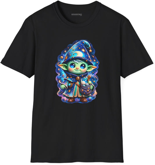 Starlit Sorcerer - Softstyle T-Shirt in Black, front view