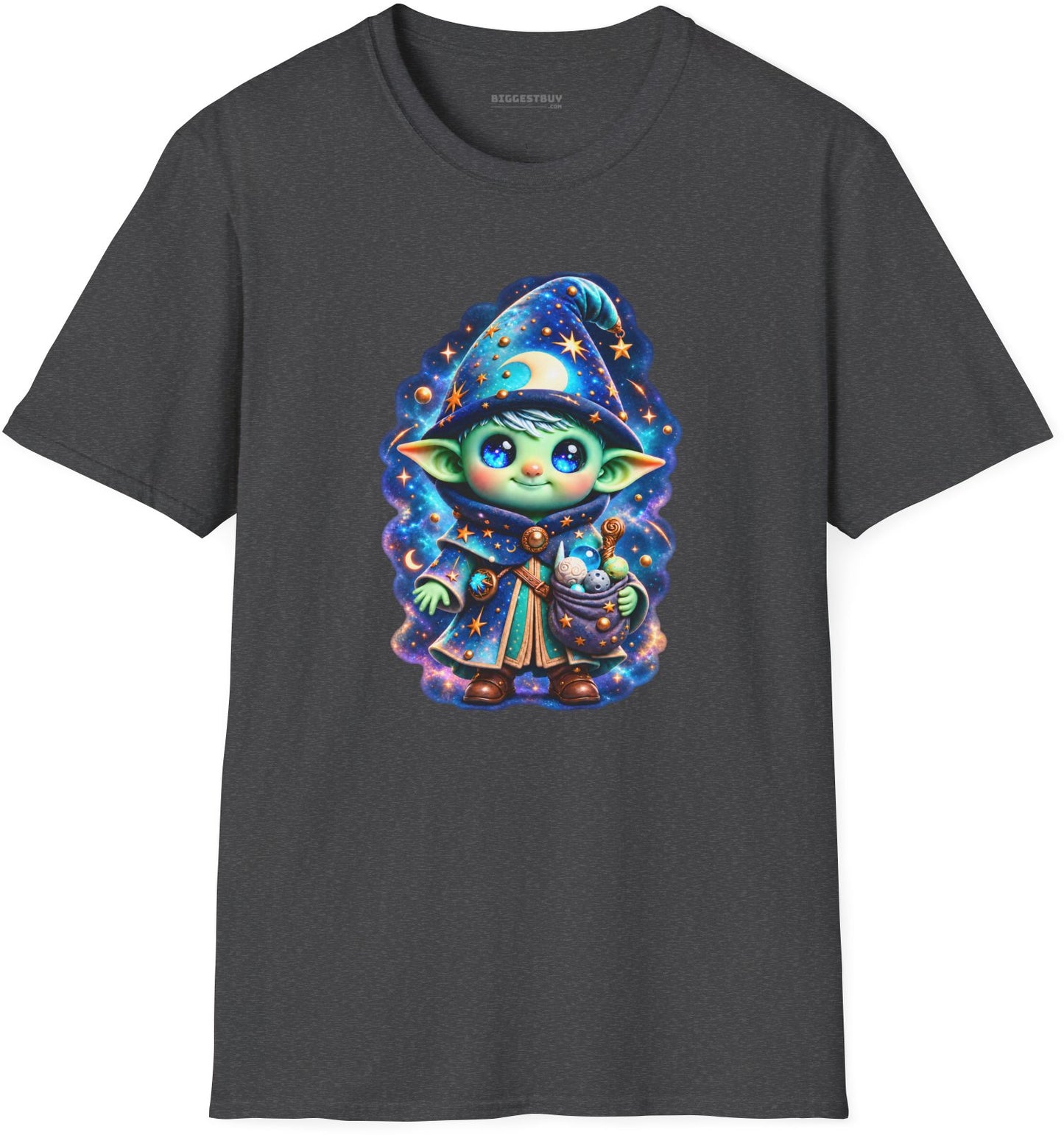 Starlit Sorcerer - Softstyle T-Shirt in Dark Heather, front view