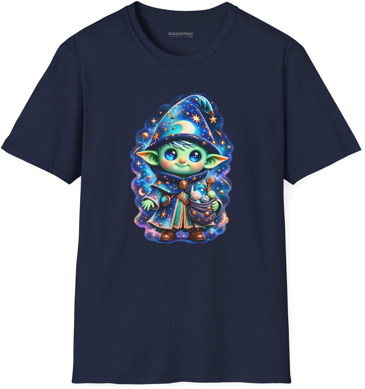 Starlit Sorcerer - Softstyle T-Shirt in Navy, front view