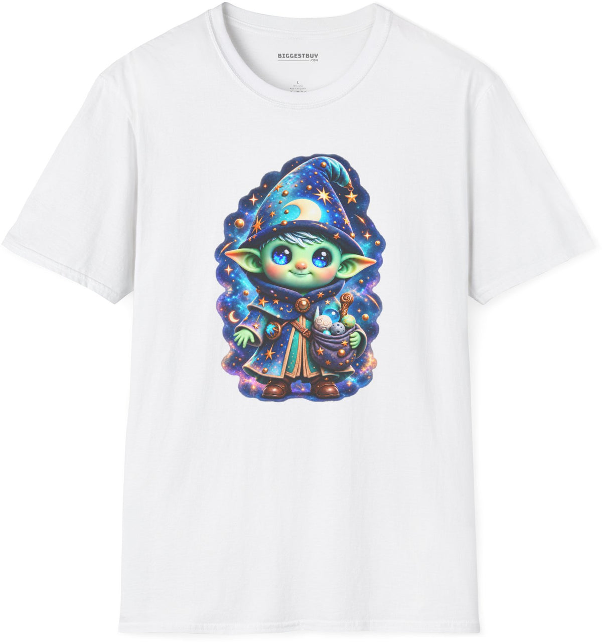 Starlit Sorcerer - Softstyle T-Shirt in White, front view