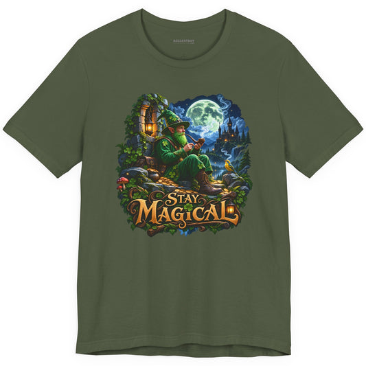 Stay Magical - Classic Jersey Tee in Military Green, front view