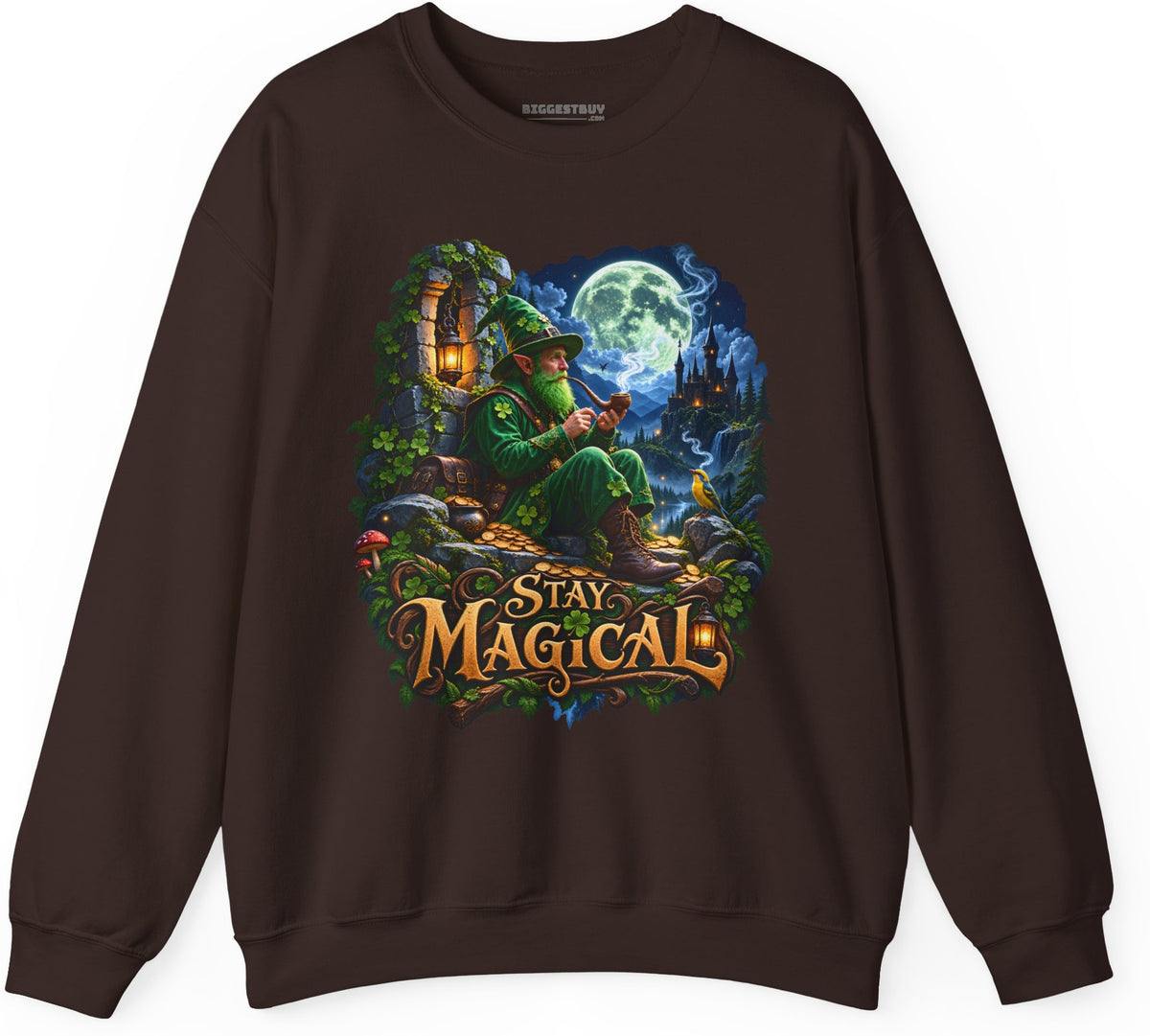 Stay Magical - Crewneck Sweatshirt in Dark Chocolate, front view