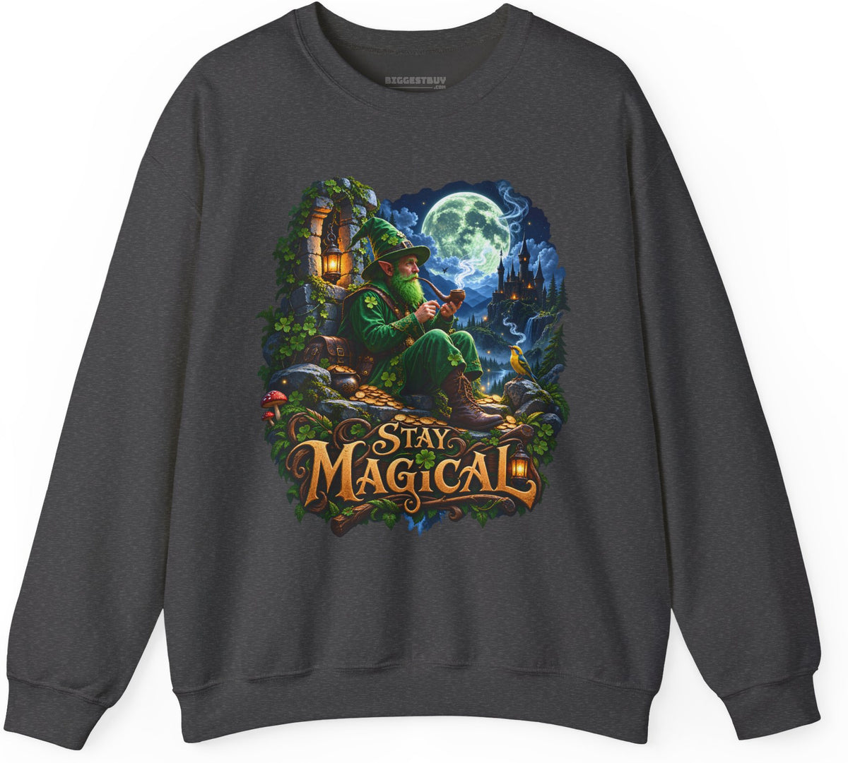Stay Magical - Crewneck Sweatshirt in Dark Heather, front view