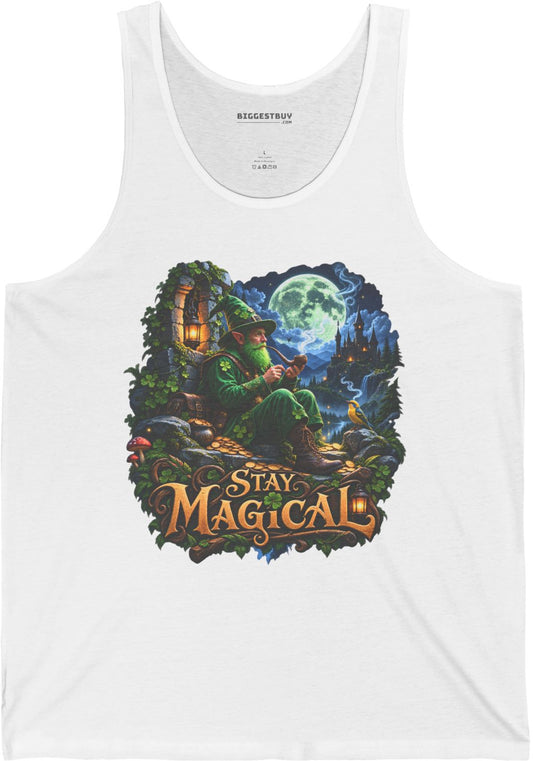 Stay Magical - Jersey Tank Top in White, front view