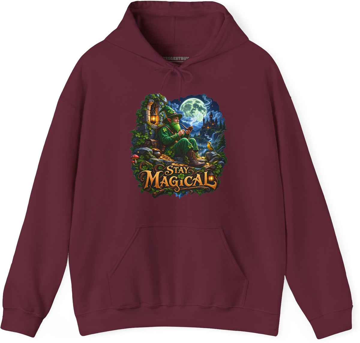 Stay Magical - Pullover Hoodie in Maroon, front view
