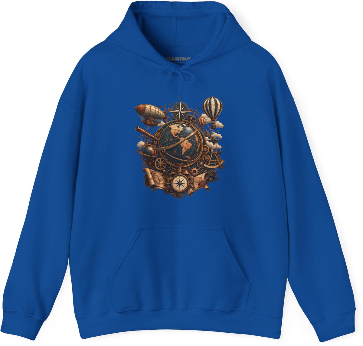 Steampunk Globe - Pullover Hoodie in Royal, front view