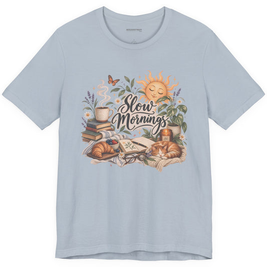 Sunrise Snuggles - Classic Jersey Tee in Light Blue, front view