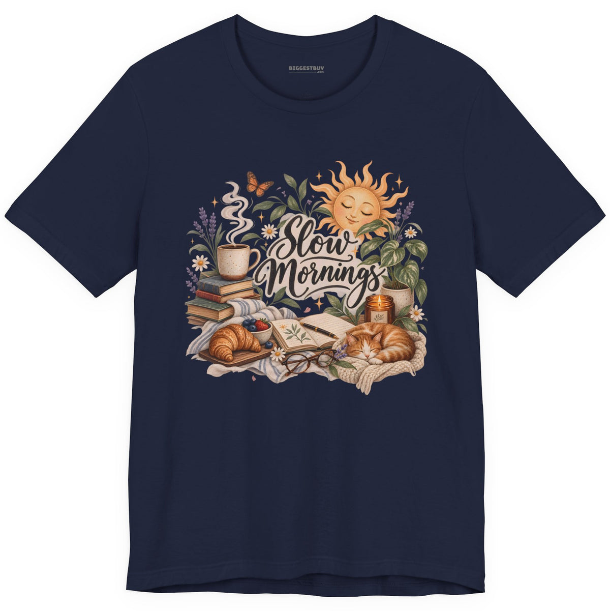 Sunrise Snuggles - Classic Jersey Tee in Navy, front view