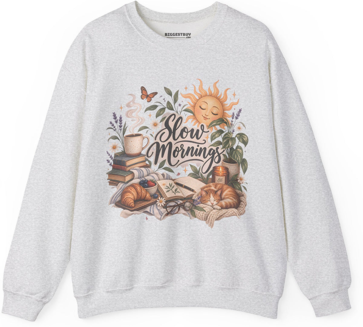 Sunrise Snuggles - Crewneck Sweatshirt in Ash, front view