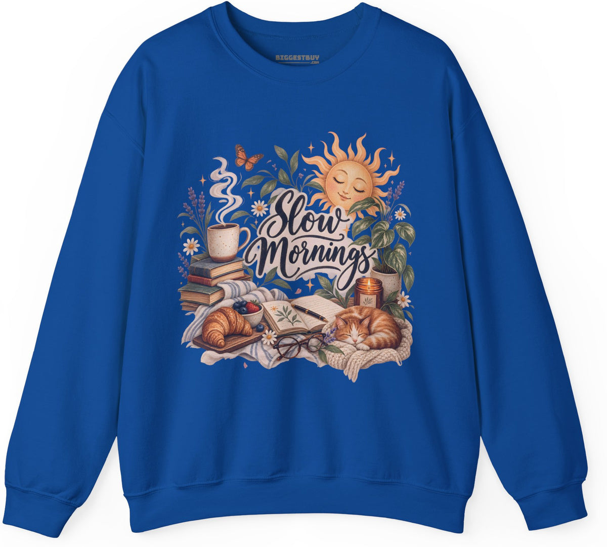 Sunrise Snuggles - Crewneck Sweatshirt in Royal, front view